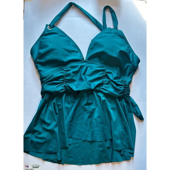 bnwt new ladies shein 1xl size teal tankini bikini padded top bottoms - Picture 2 of 6